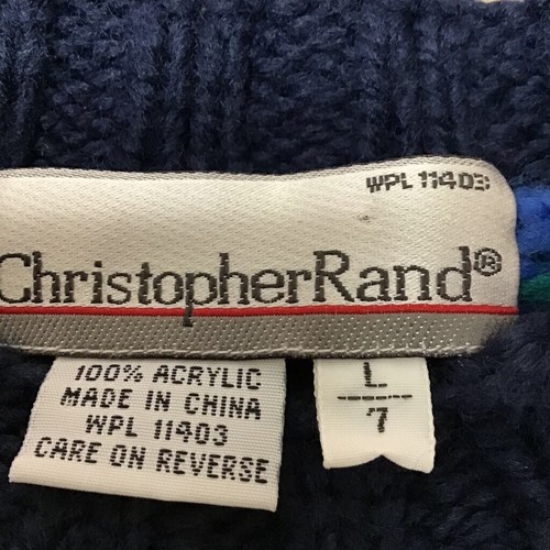 Christopher Rand Boys Pullover Sweater Blue Green Striped Crew Neck Acrylic L - Picture 5 of 5
