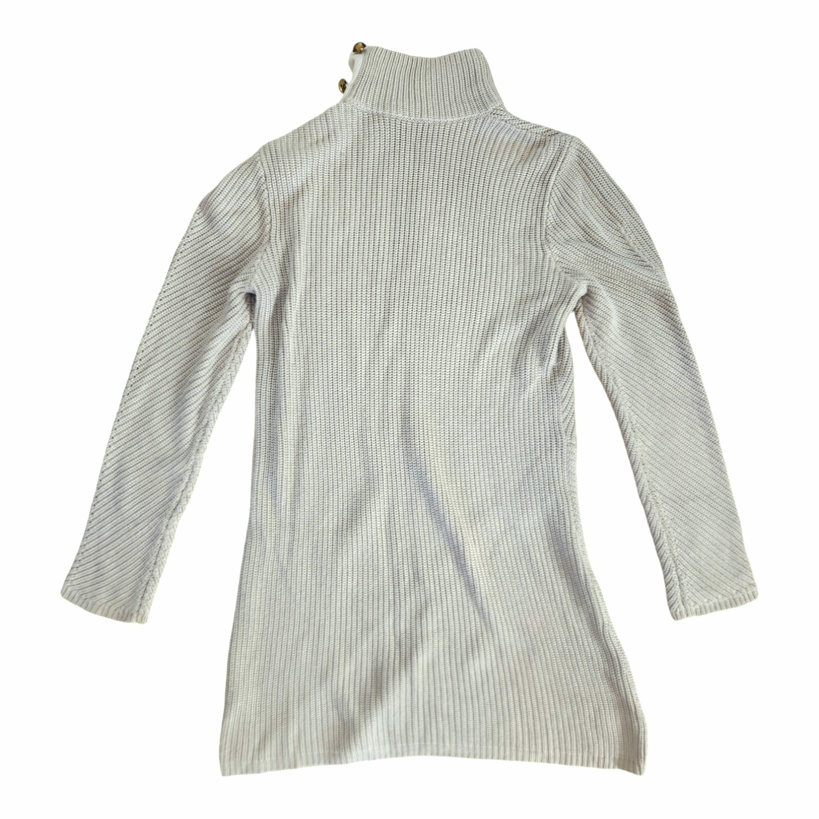 Tory Burch Brodie Tunic Mini Dress Sweater Turtleneck Beige Knit Gold Buttons S thumbnail 10