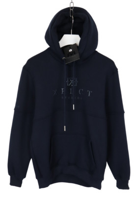 XPLCT STUDIOS Hoodie Mens LARGE Pullover With Front Logo And Kangaroo Pocket Navy