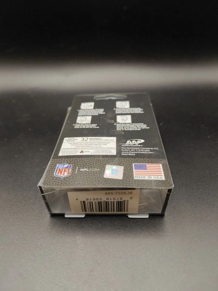 Tampões de ouvido NFL RAIDERS - Preto - Logotipo branco - 6 pares - Feito nos EUA - Presente para fã - Imagem 4 de 4