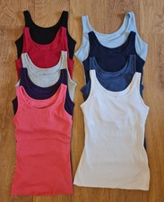 Ex Marks & Spencer Womens Ribbed Scoop Neck Vest Tops With Support Size 6-22