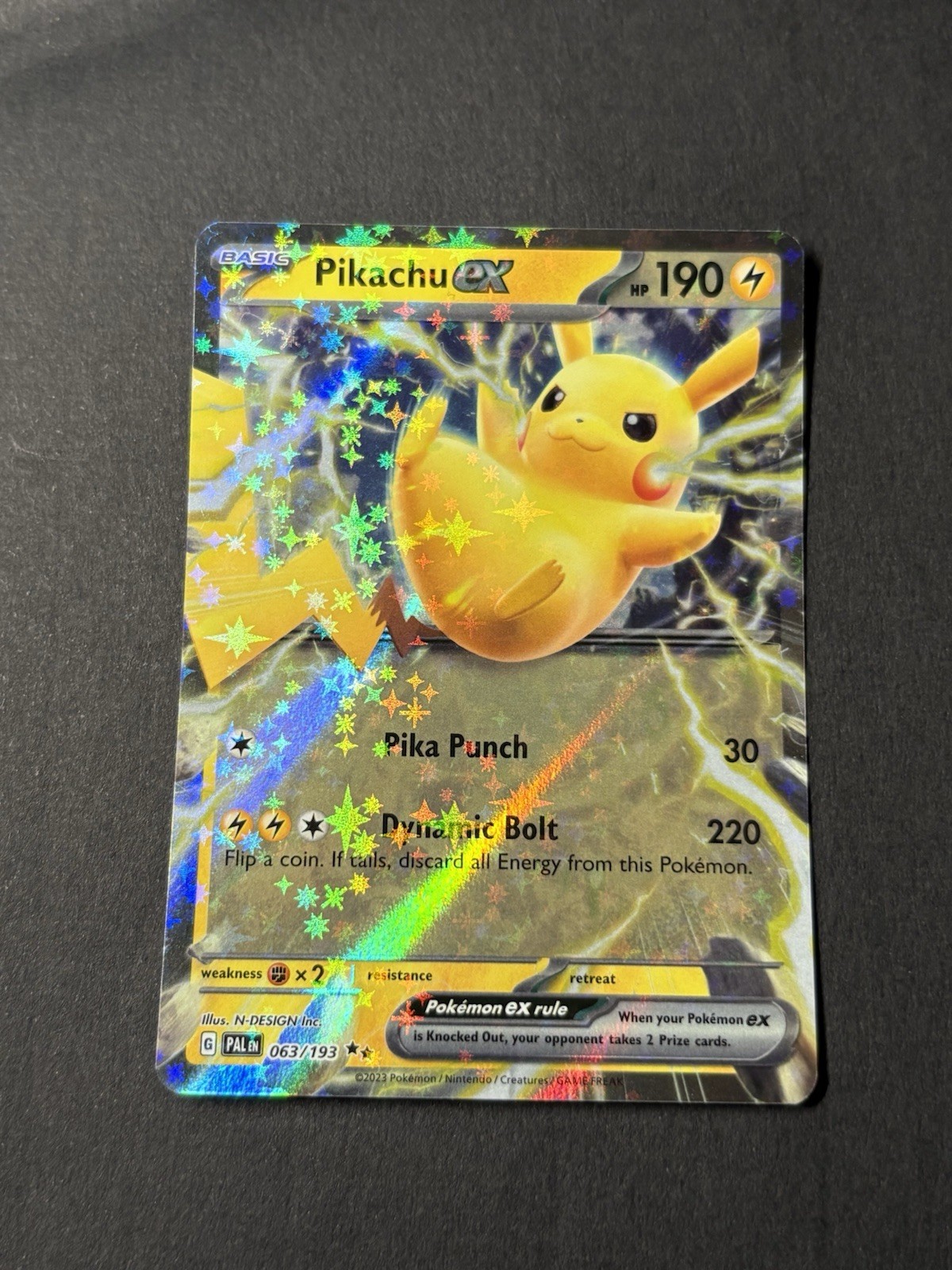 Pikachu EX Holiday Snowflake Double Rare Card 63/193 Paldea Evolved