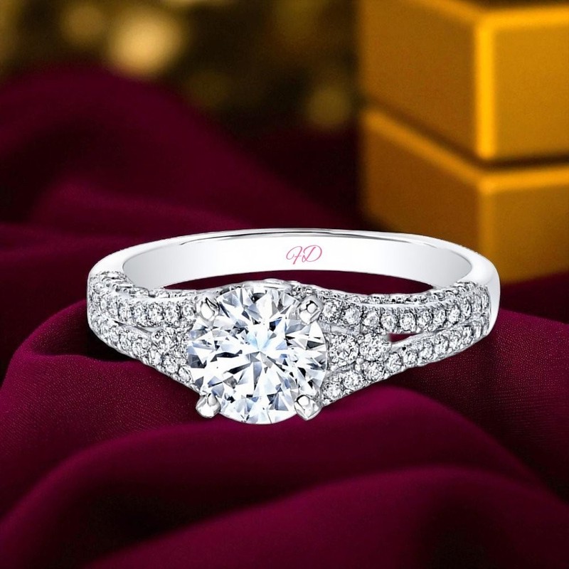 Diamond Womens Wedding Ring 2.44 Ct IGI Lab Grown Round Cut Solid 14K White Gold