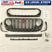 Matte Black Front Grille For Jeep Wrangler Jl 2018-2023 W Camera Hole Us Stock Matte Black Front Grille For Jeep Wrangler Jl 2018-2023 W Camera Hole Us Stock