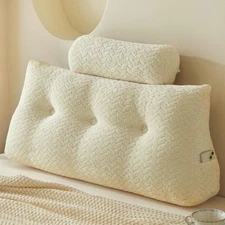 Wedge Headboard Pillow Twin with 1 Pack Neck Roll Pillows, Triangular Wedge B...