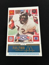 SUPER BOWL XX CHICAGO BEARS WILLIAM PERRY RC BLUE MCDONALDS 1986 FOOTBALL CARD