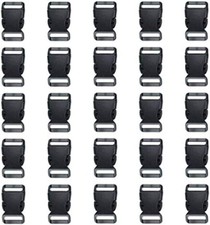 3/4 Inch, 25 Pack Black Plastic Side Release Buckle for Paracord Bracelets 3...