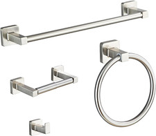 Brushed Nickel Bathroom Hardware Set 4 Pieces,Towel Bar Set Stainless Steel Wall