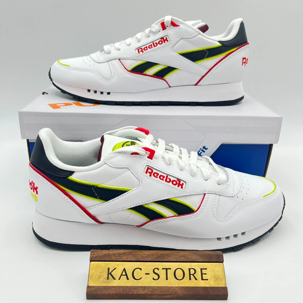 Reebok Classic Leather Pump White Acid Yellow for Sale