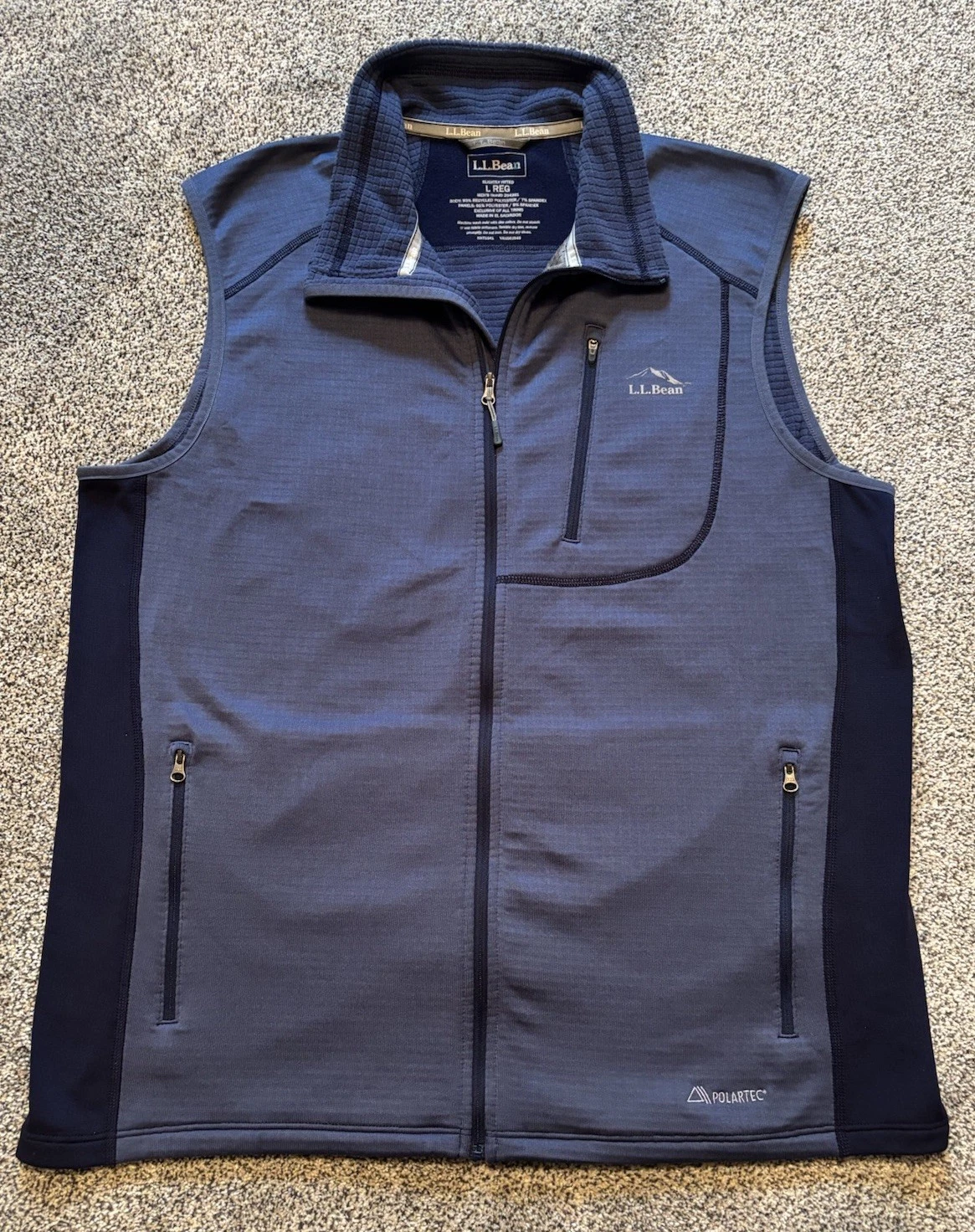 L.L. Bean Men L Lightweight Vest Blue Full Zip / Zip Pockets Sleeveless Outdoor