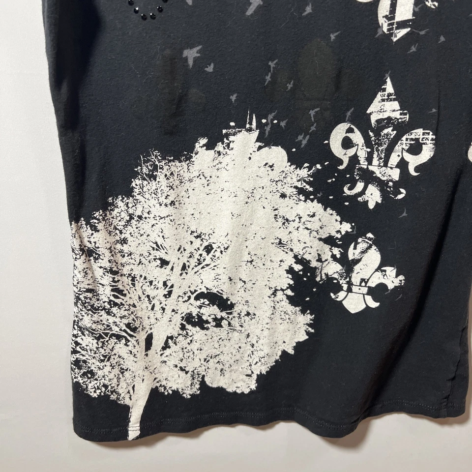 Camiseta Top Kenneth Cole Gráfica Para Mujer’s Fit M Manga Corta Pullover Negra Foto 3 de 4