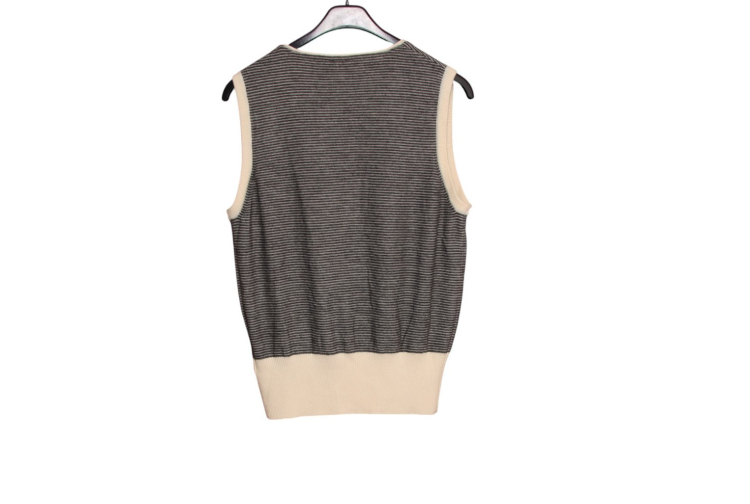 LACOSTE Gilet Size 46 New Merino Wool Vintage Dead Stock Grey & Panna image 2
