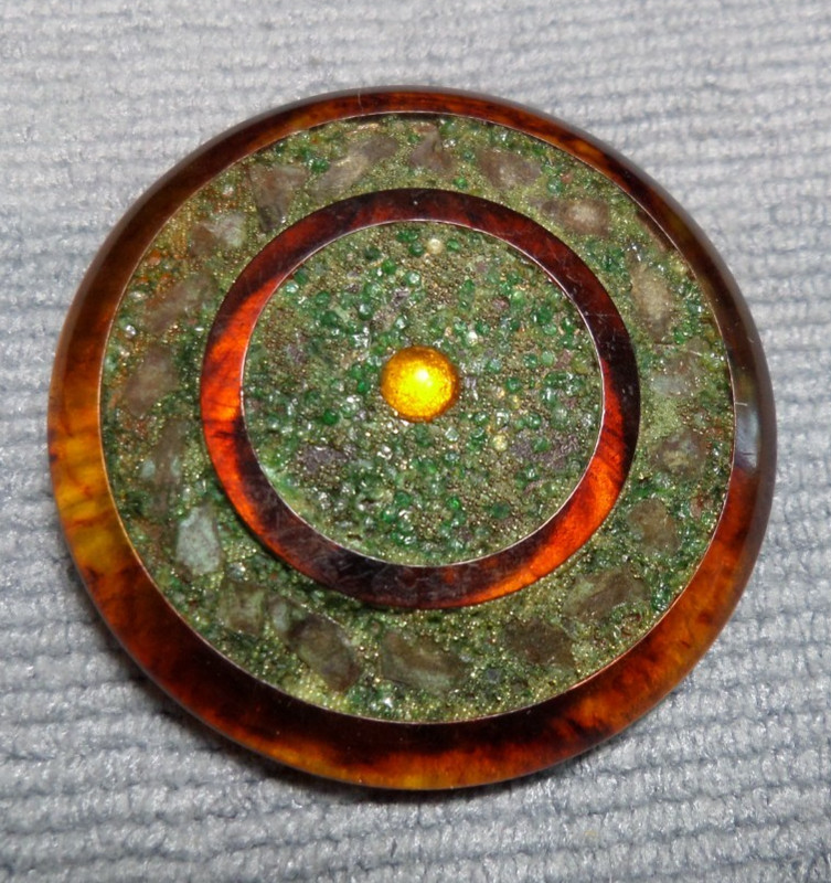 Large Vintage Antique Bakelite Encrusted Button Tested 1-11/16" Inch Root Beer