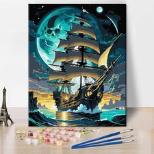 Adults Paint By Number Pirate Ship Painting Artwork DIY Navigation Color-07