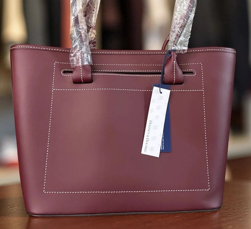 Bolso de Mano Dooney Bourke Burdeos Rojo Borgoña Faro Cuero Liso Shopper Slip Foto 4 de 4