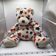 Ty Beanie Buddy 2003 White the Bear Patriotic Star Plush Stuffed Animal Toy