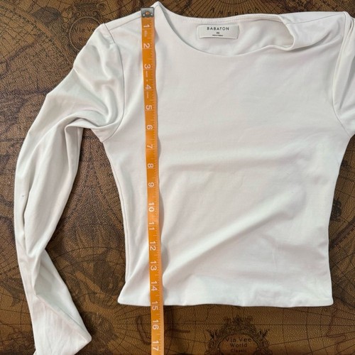 Babaton Aritzia Women's Long Sleeve Crew Crop Top White Size XS Stretch Classic - Picture 6 of 7