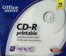 10 Pk CD-R Printable Media 52X 700mb 80 min White Inkjet N-E-W Pkg. of 10