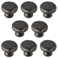 Set Of 8 GlideRite Hardware Hammered Round Knobs 1.13” – Weathered Nickel