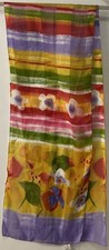 Glentex Scarf Made In Italy Polyester Vibrant Colors Stripe and Floral 10"x60"