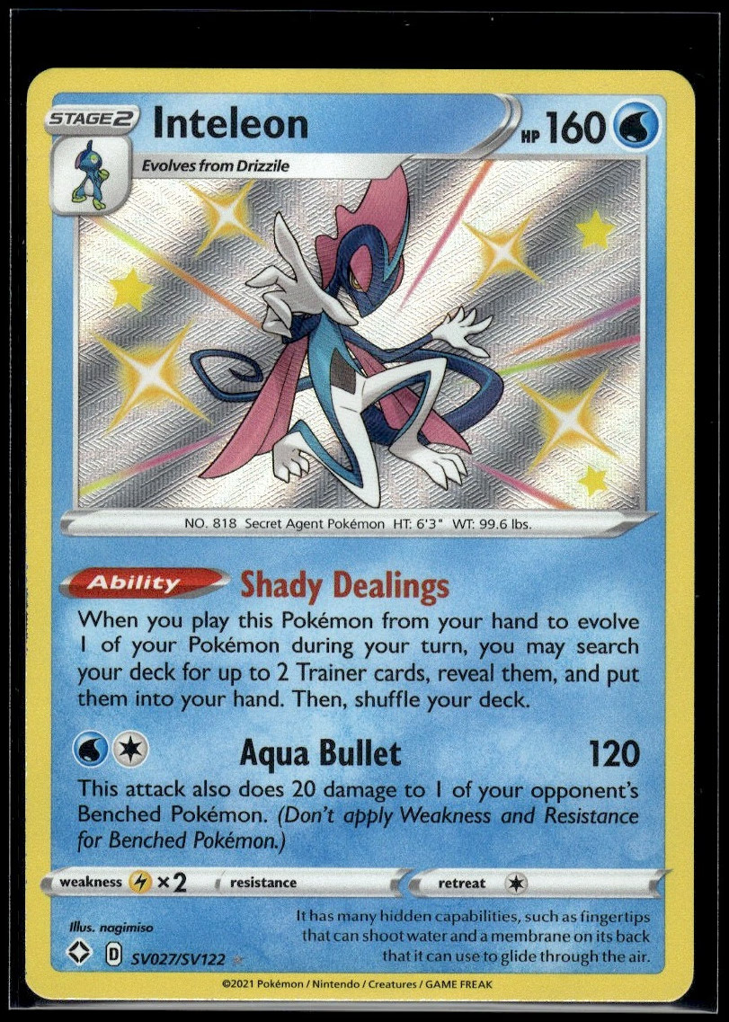 Pokemon Inteleon Holofoil SV027 Shining Fates Shiny Vault Rare Shiny