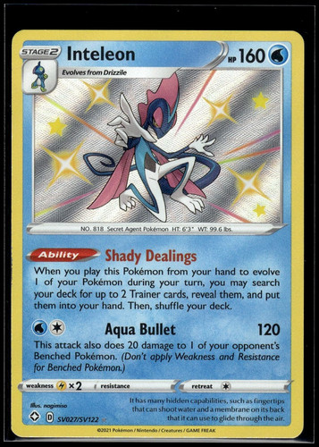 Pokemon Inteleon Holofoil SV027 Shining Fates Shiny Vault Rare Shiny