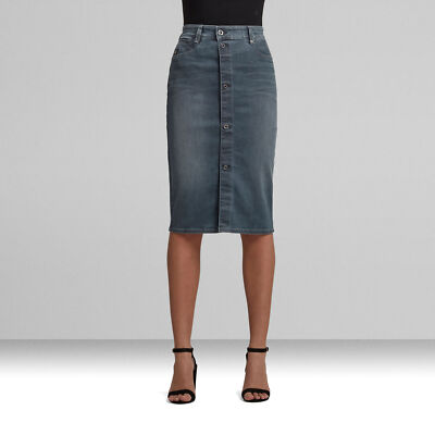 Bleistiftrock Damen Noxer Navy Pencil Skirt Worn in Smokey Night Größe 26 G-Star