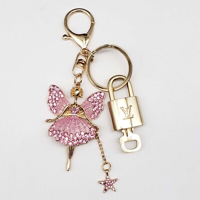 Authentic Louis Vuitton Gold Lock & Key   Bag Charm w/ Unbranded Fairy Charm
