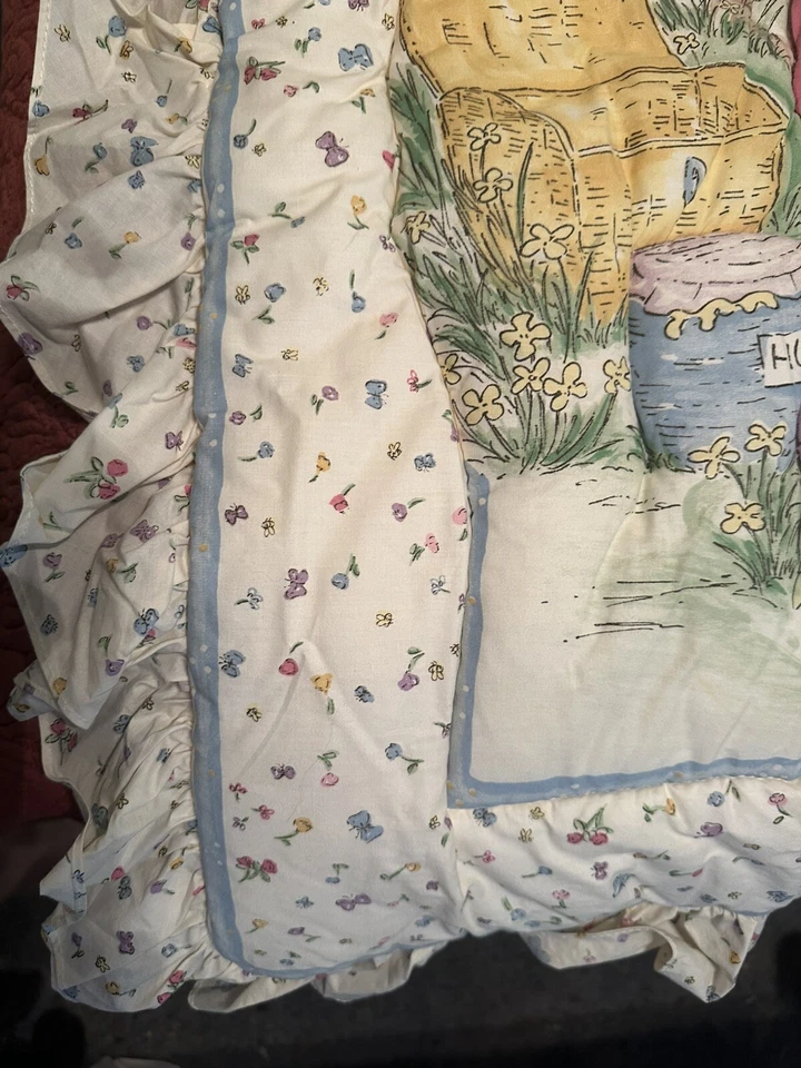 Classic Winnie the Pooh Crib Comforter Blanket Wall Decor Honey Pot Butterflies - Image 4 of 4
