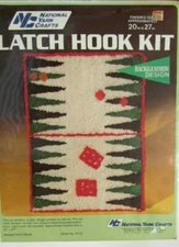 NEW Latch Hook Rug Wall Art Kit Backgammon Design By National Yarn Crafts
