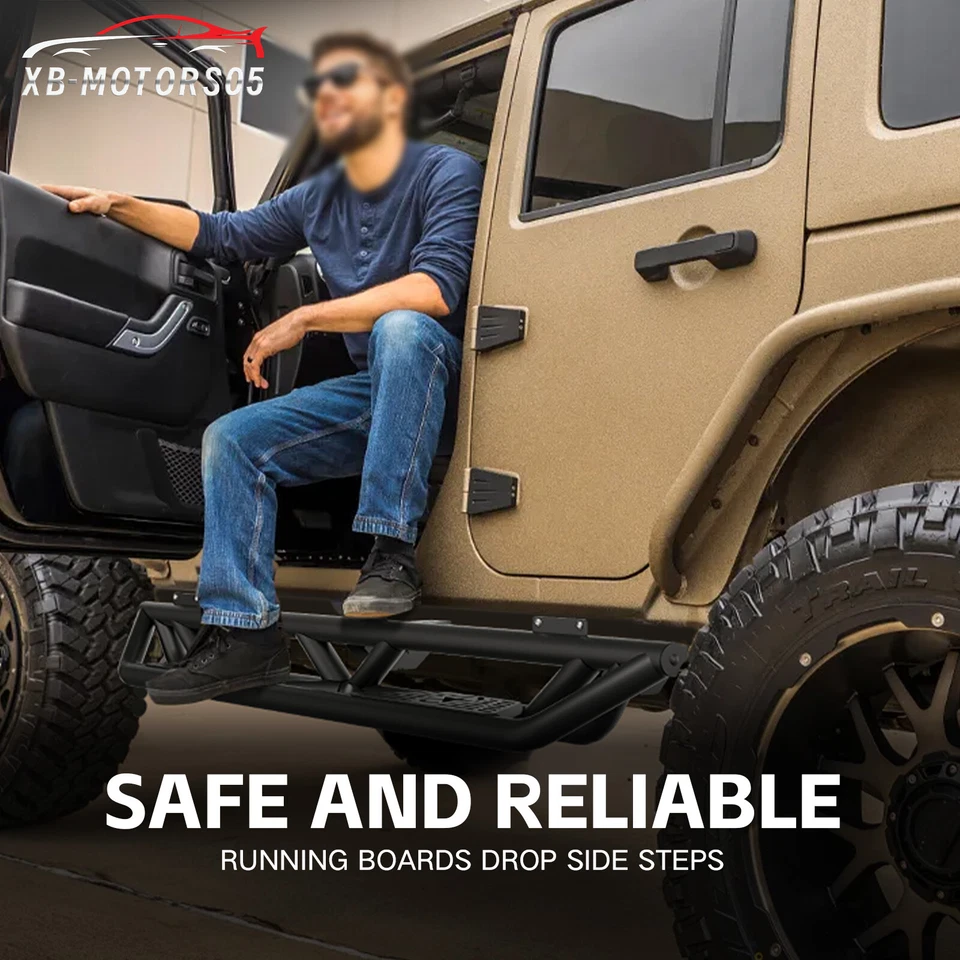 For Jeep Wrangler JK JKU Unlimited 4 Doors 2007-2018 Door Side Running Boards Foto 4 de 4