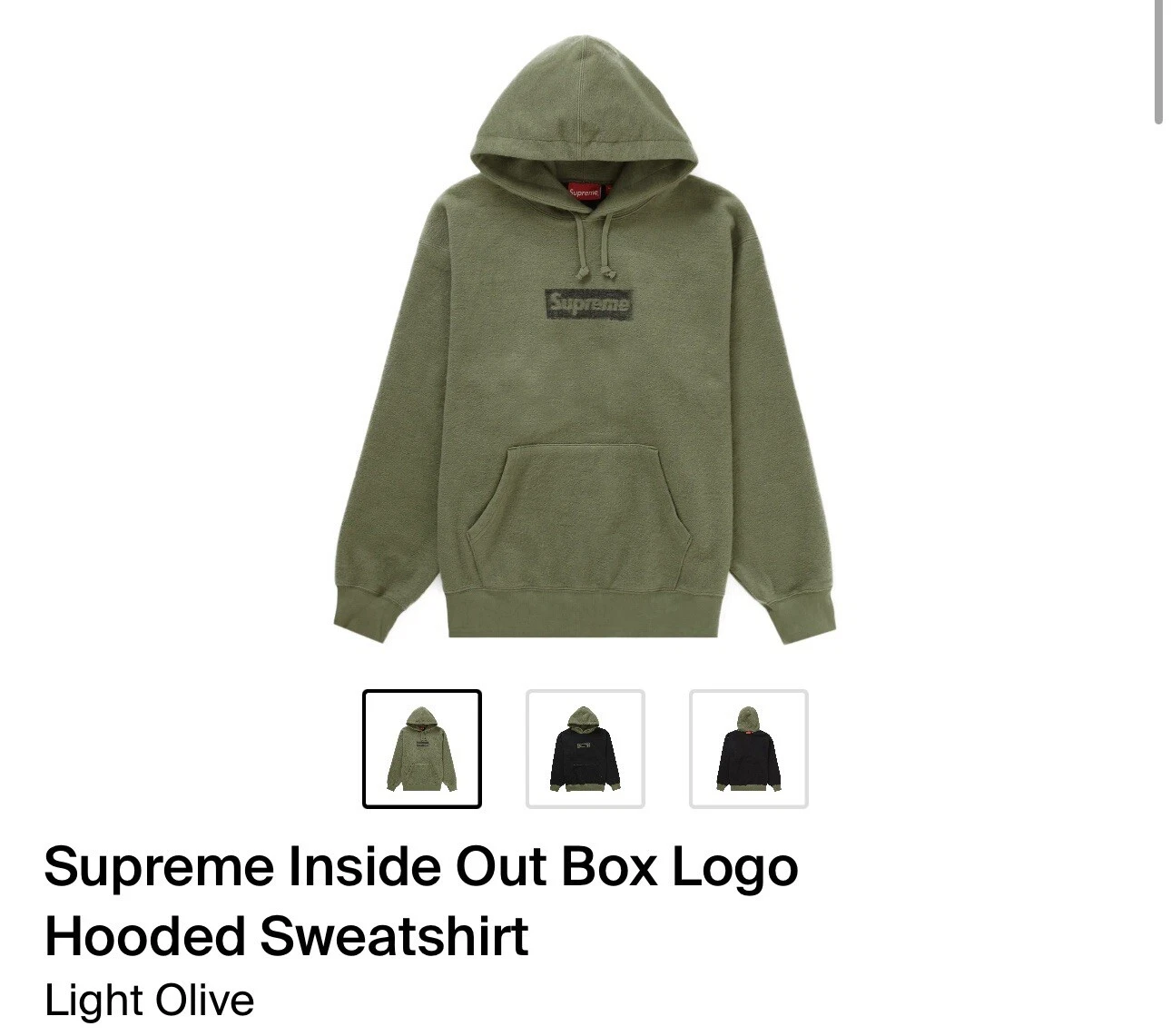 ✅Supreme Sweat à Capuche Logo Inside Out Box Olive / SS23SW4 / Taille S ?
