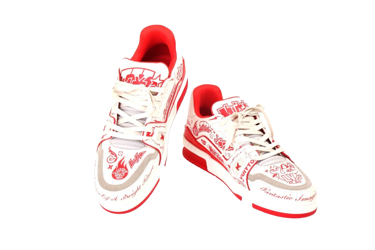 LOUIS VUITTON　希少エピ 7572/ LOUIS VUITTON MEN'S LV Trainer Sneakers #54 WHITE/RED