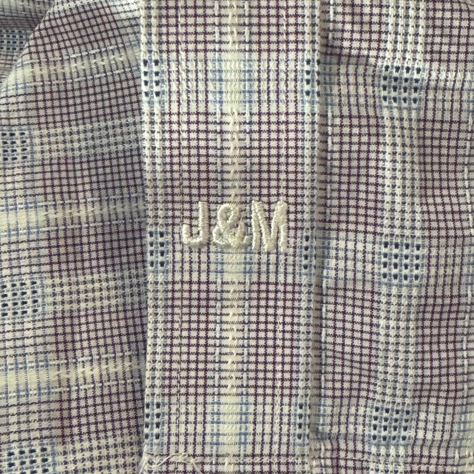 Camisa de Vestir Johnston & Murphy Ajuste A Medida XL Cuadros Manga Larga Iglesia Trabajo Foto 3 de 4