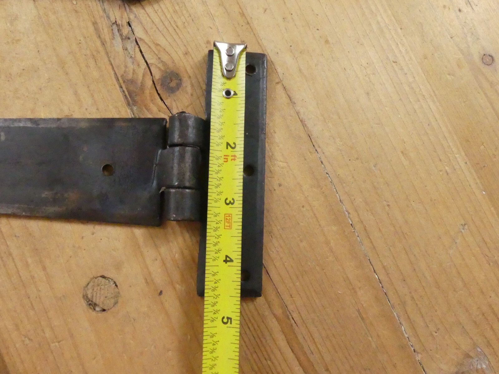 2 PRIMITIVE HAND FORGED IRON HINGE HINGES DOOR CABINET IRON 12" DOORS ARROW END 