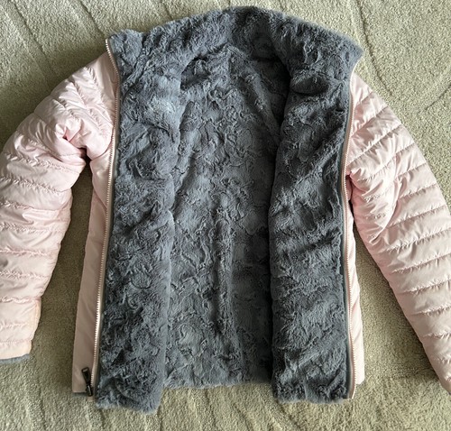 The North Face Girls' Reversible Mossbud Swirl Coat Jacket Pink Gray Size XL 18 - Picture 6 of 9
