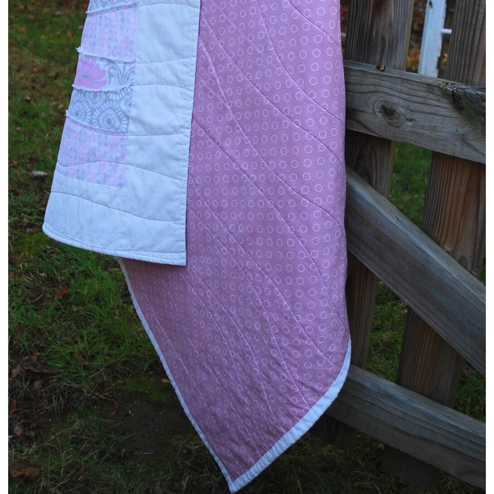 Handmade Baby Crib Lap Quilt Wavey Deconstructed Blanket - Image 3 of 4