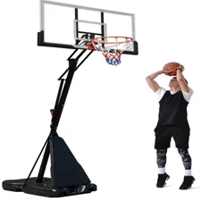 BASKETBALL HOOP WITH POLE 54 Inch Backboard 7.5 - 10 Ft. Height Adjustable