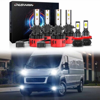 For RAM ProMaster 1500 2500 3500 2014-2020 LED Headlight Fog Light Bulbs White