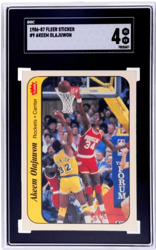 1986 Fleer Stickers #9 Hakeem Olajuwon SGC 4
