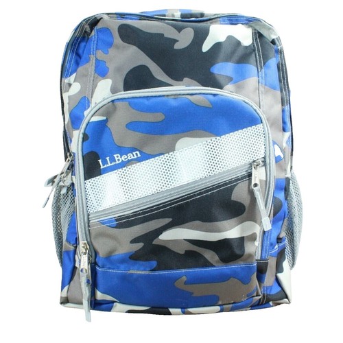 L.L. Bean Vintage Backpack Blue Camo Reflective Strip One Size Gorpcore LL Bean Deluxe Backpack Aurora Blue Univ School 37L & Laptop  main image 3