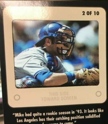MIKE PIAZZA 1994 LEAF SLIDESHOW INSERT #2 DODGERS Hold Up To PC Neat Card READ