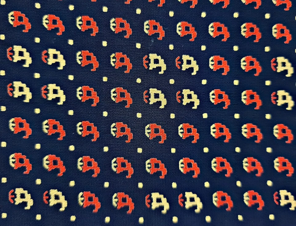 BUFANDA CABALLERO VINTAGE AUTÉNTICO ARTE ANIMAL BALLENAS AZUL ROJO SEDA DOBLE LARGO HOMBRE Foto 3 de 3