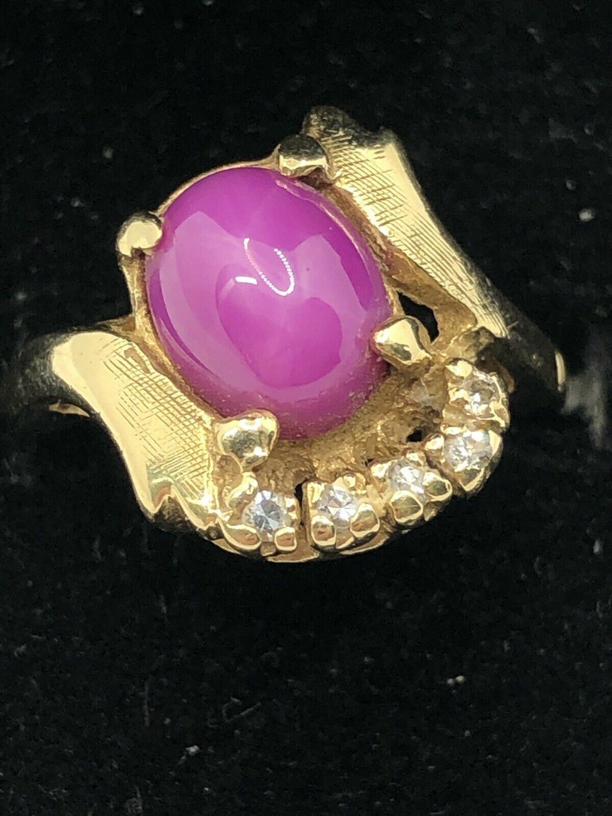 Solid 14K Yellow Gold 2.44CTW Star Ruby Ring with… - image 4