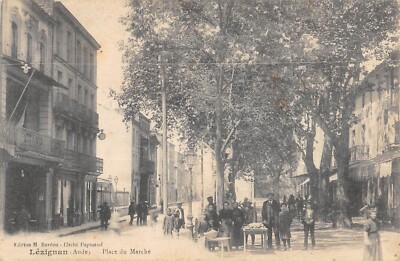 CPA 11 LEZIGNAN / LA GARE ET LES QUAIS / TRAIN - Carte Postale Ancienne, France, Aude, Noir Et Blanc