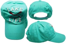 Lake Life Turquoise Baby Blue Premium Quality Adjustable Embroidered Cap Hat