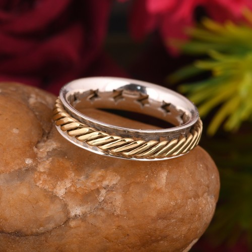 Band Two Tone Meditation Ring Size 925 Solid Sterling Silver HANDMADE Jewelry - Bild 4 von 7