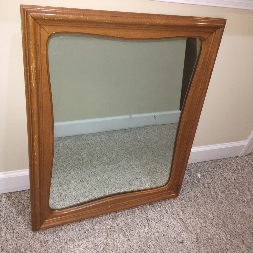 Espejo de pared vintage Statton Trutype Americana cereza maciza aprox 30x25" Foto 2 de 4
