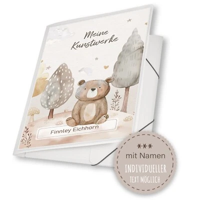 STAMMBUCHSHOP Zeichenmappe A4 A3 Kindergarten Mappe Name Schule Sammelmappe Wildlife Bär