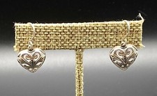 STERLING SILVER-Etched Open Cut Heart Earrings